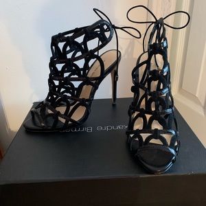 Black heels with open design